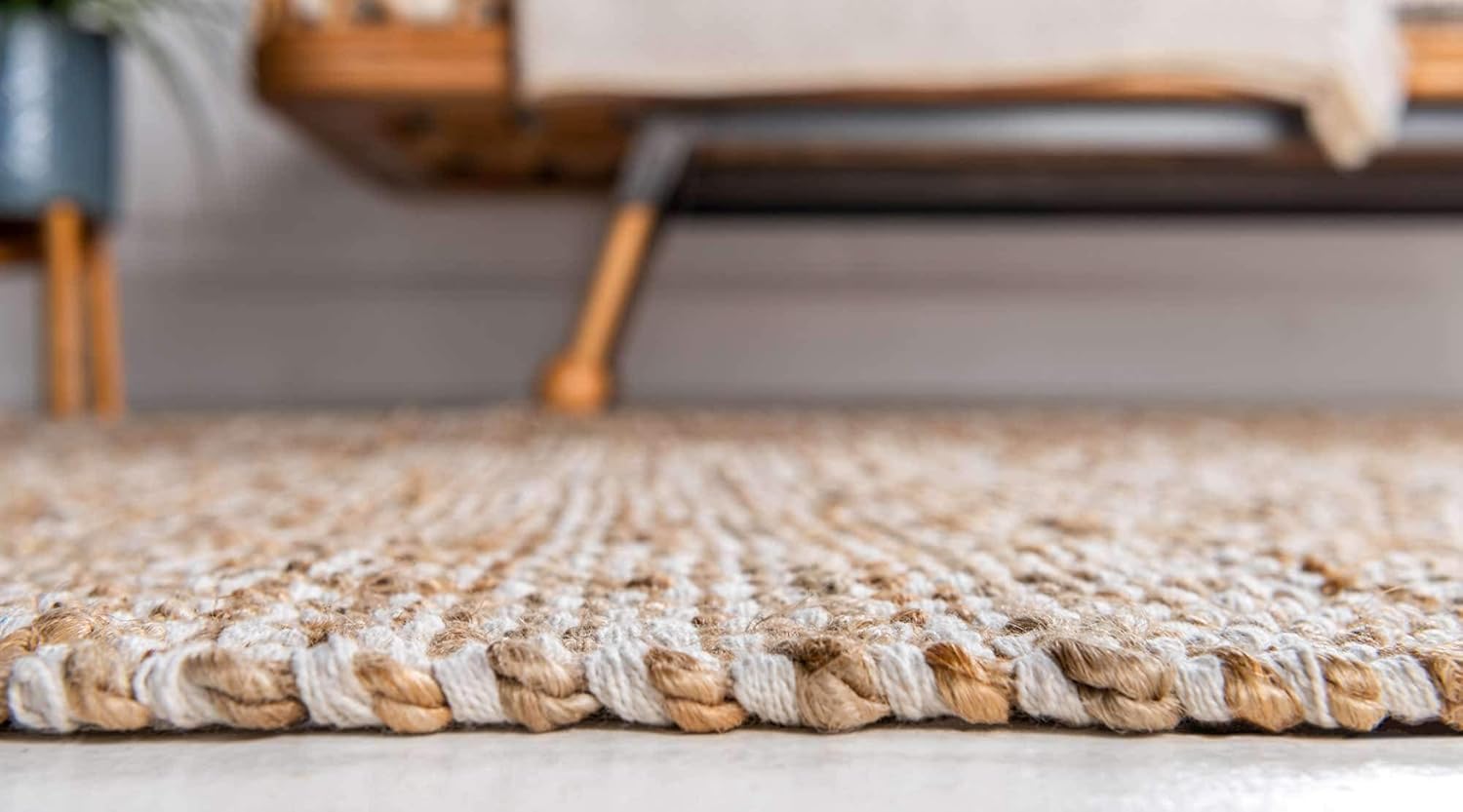 Unique Loom Alfombra trenzada colección de yute  Assam (2 pies 7 pulgadas x 6 pies 1 pulgada, color naturalmarfil)