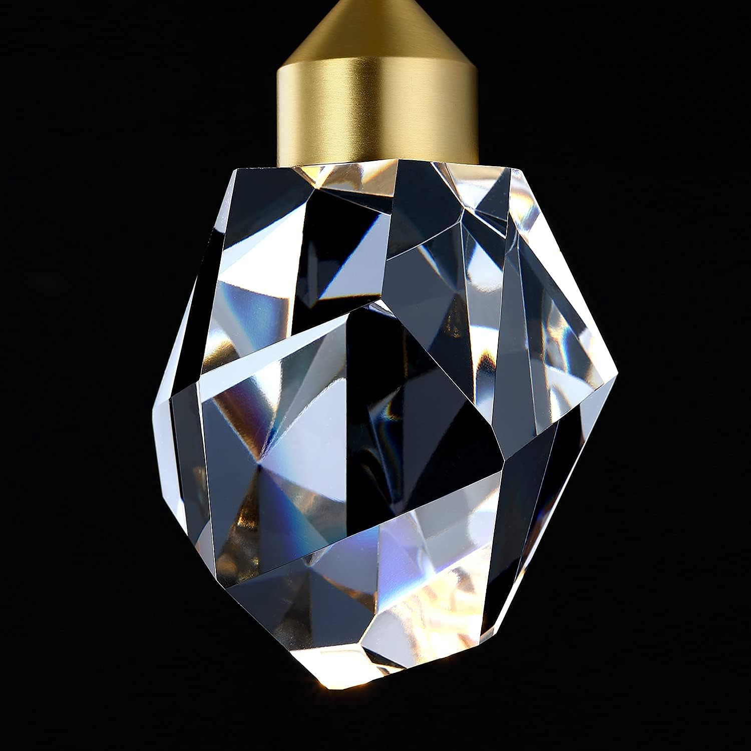 Untrammelife Lámpara colgante de cristal dorado, pequeña lámpara colgante colgante de 8 W, luz LED de 3 colores, temperatura ajustable, 3000 K-5000