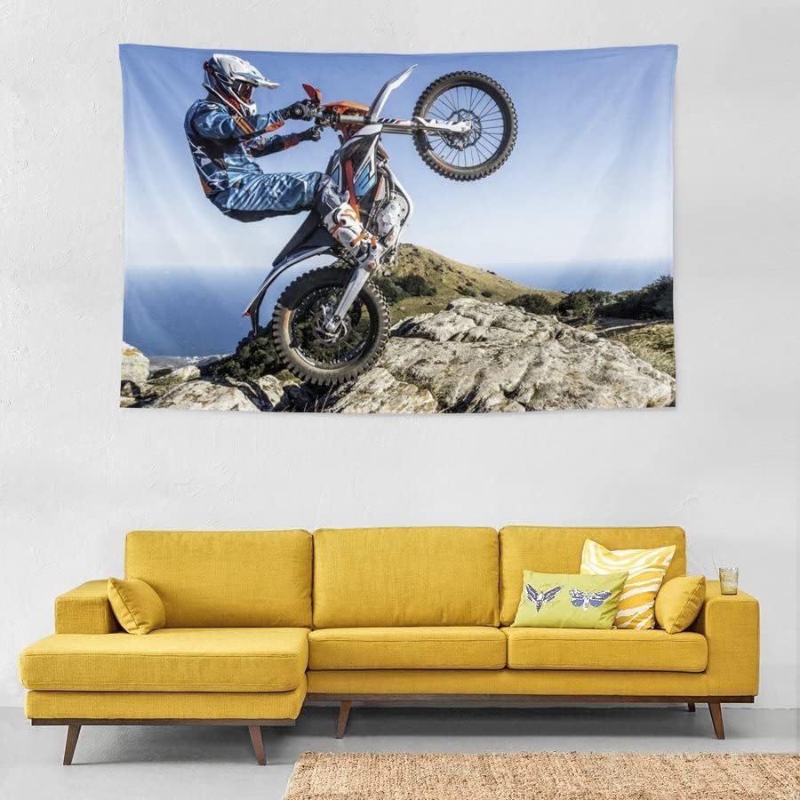 TMATUTA Tapiz artístico de motocross para dormitorio, sala de estar, dormitorio, fiesta, decoración del hogar, 60 x 40 pulgadas