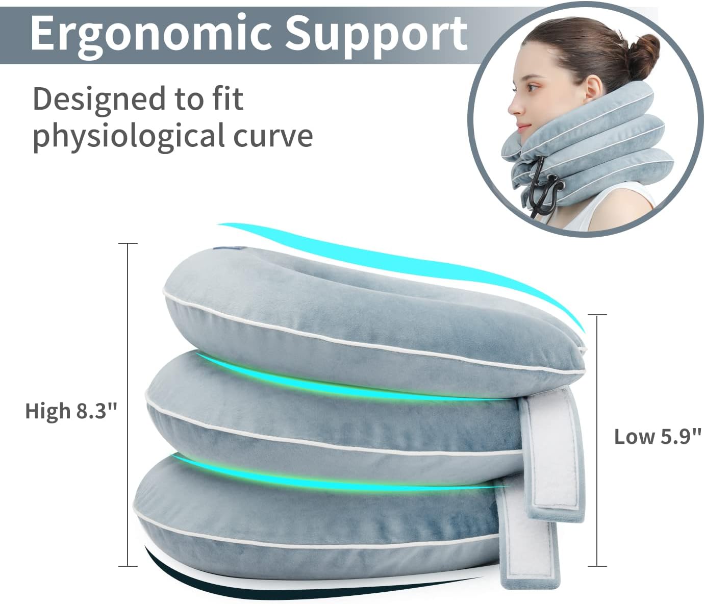 Dispositivo de tracción cervical para aliviar el dolor de cuello, cuello de tracción inflable para descompresión de cuello, mejor soporte para el