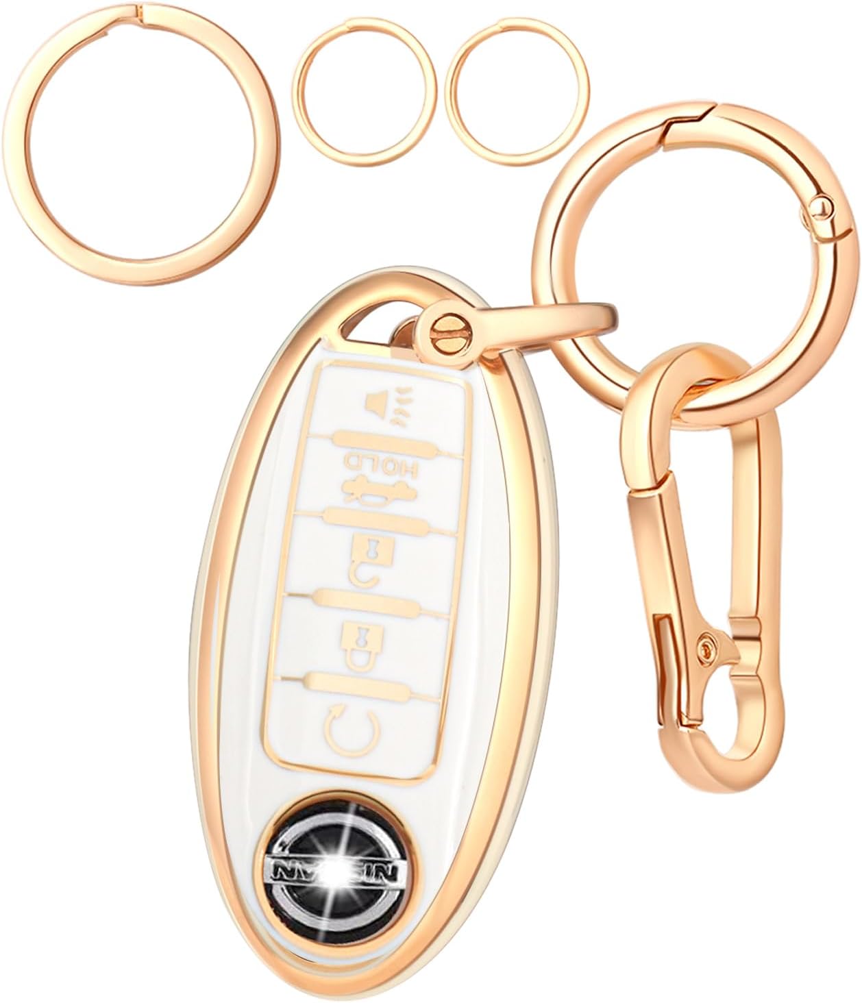 LEERLY Funda para llavero para accesorios Nissan, Blanco
