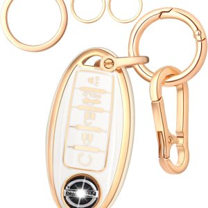 LEERLY Funda para llavero para accesorios Nissan, Blanco LEERLY Funda para llavero para accesorios Nissan, Blanco