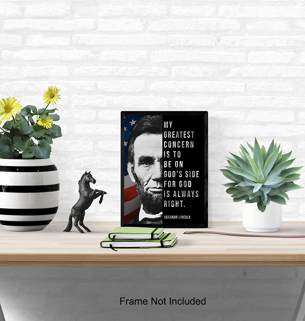 Abe Lincoln – Abraham Lincoln Poster, 8×10 – American Flag Wall Decor – Patriotic Decor – Religious Wall Decor – God Wall Decor – Christian Wall Art