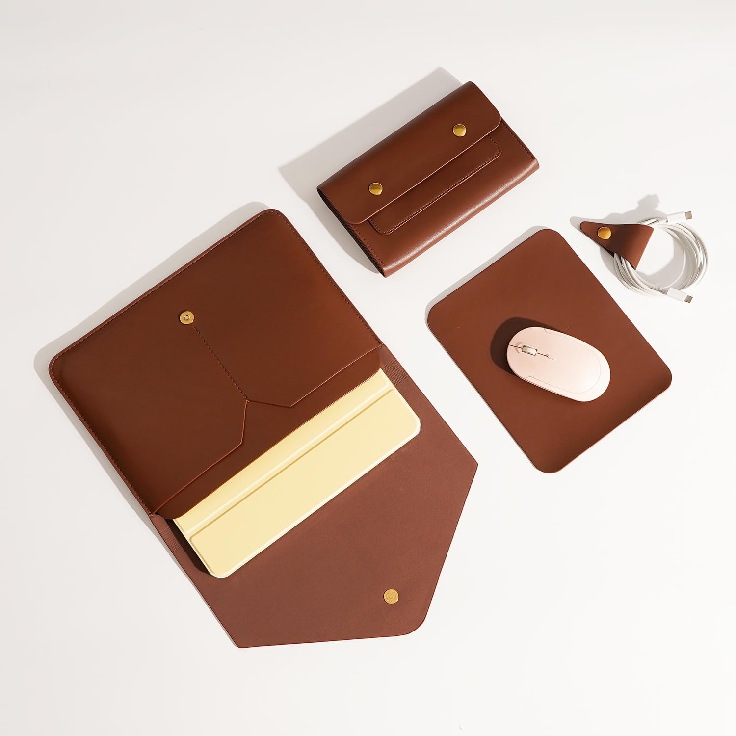 Benfan Funda para tablet compatible con iPadmini Gen6, Gen5, Gen4, Gen3, Gen2, Gen1 con bolsa pequeña, alfombrilla de mouse y organizador de cables,