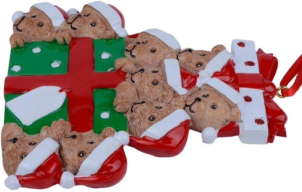 Adorno navideño de familia de 9 osos  Adorno personalizado de familia de osos 2023  Caja única de adornos de Navidad  Regalos para niños, nietos,