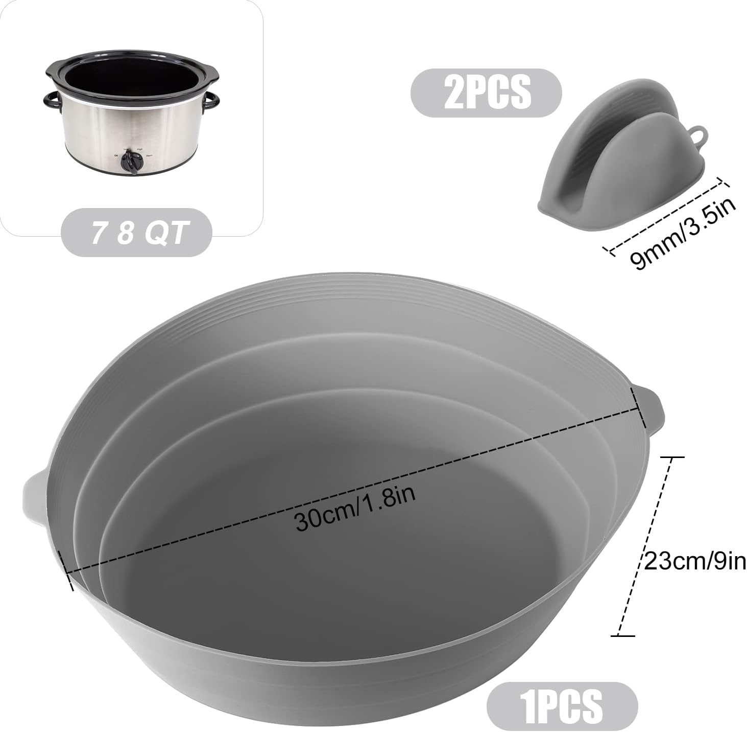 Revestimientos de silicona para olla de cocción lenta, forros divisores de ollas con 2 clips antiquemaduras, resistentes al calor, reutilizables, a