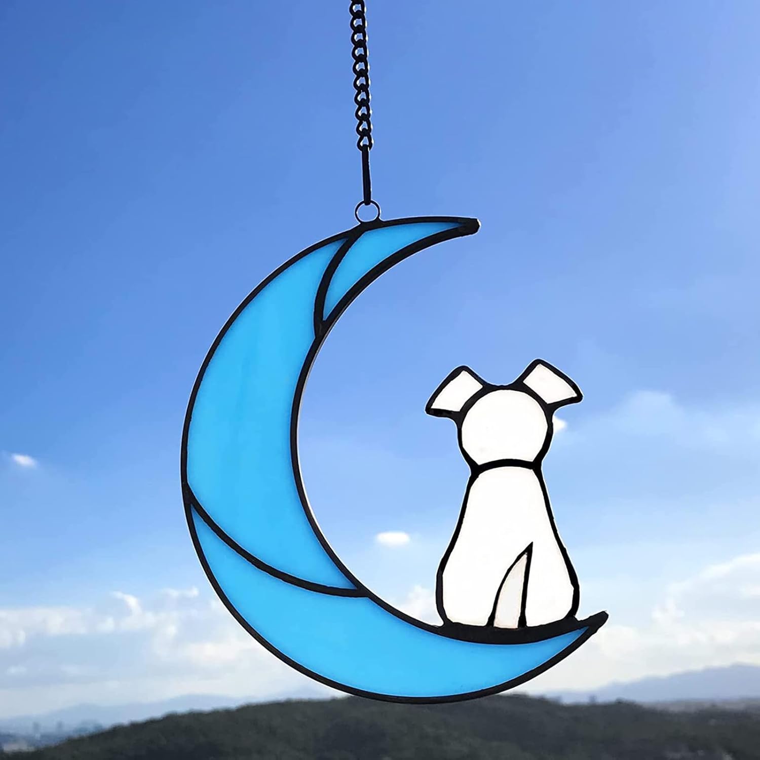 Regalos conmemorativos para perros con vitrales, para amantes de los perros, atrapasoles para paneles de ventana, adornos de Halloween, arte de