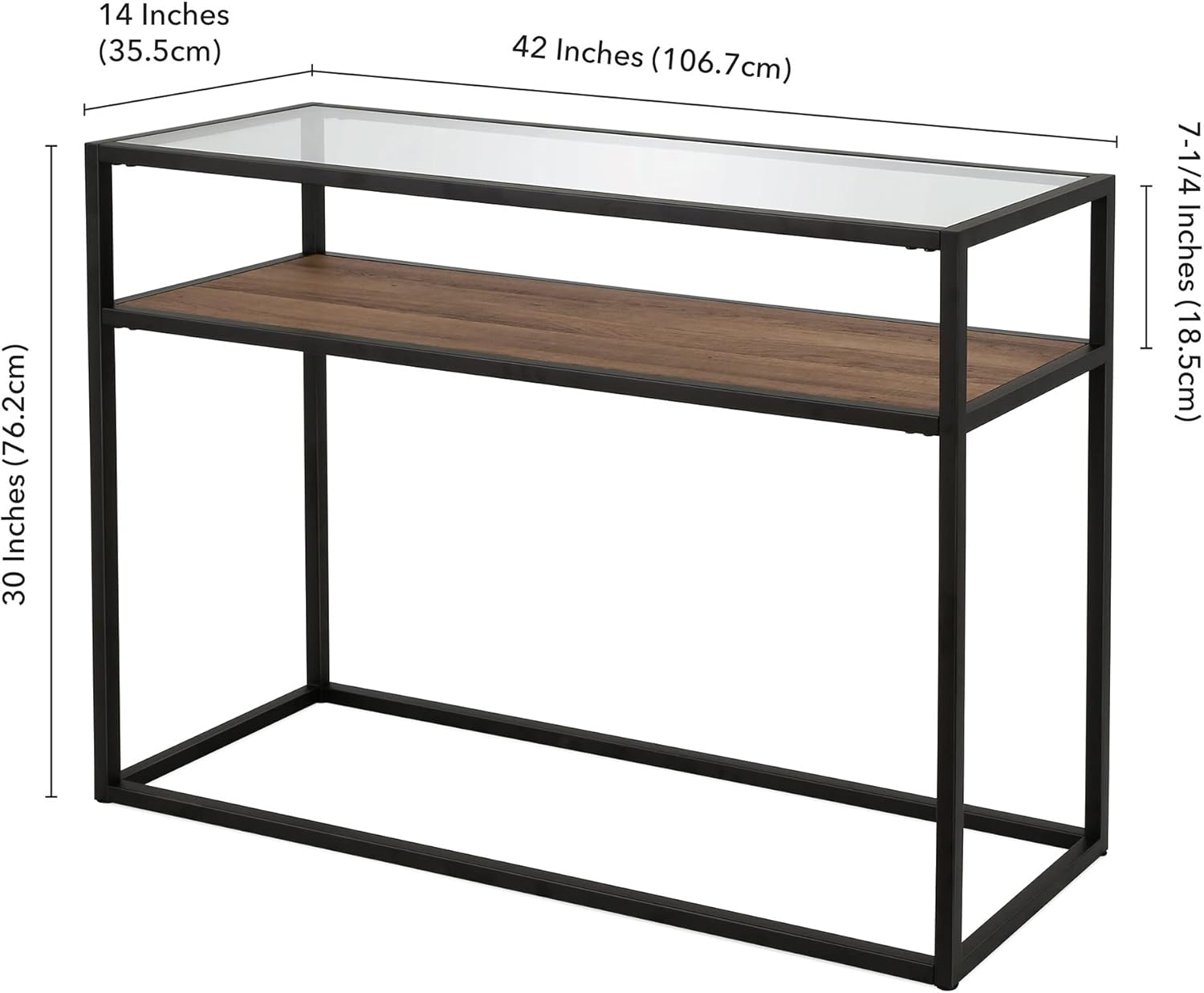 Addison – Mesa consola rectangular de 42 pulgadas de ancho en bronce ennegrecido