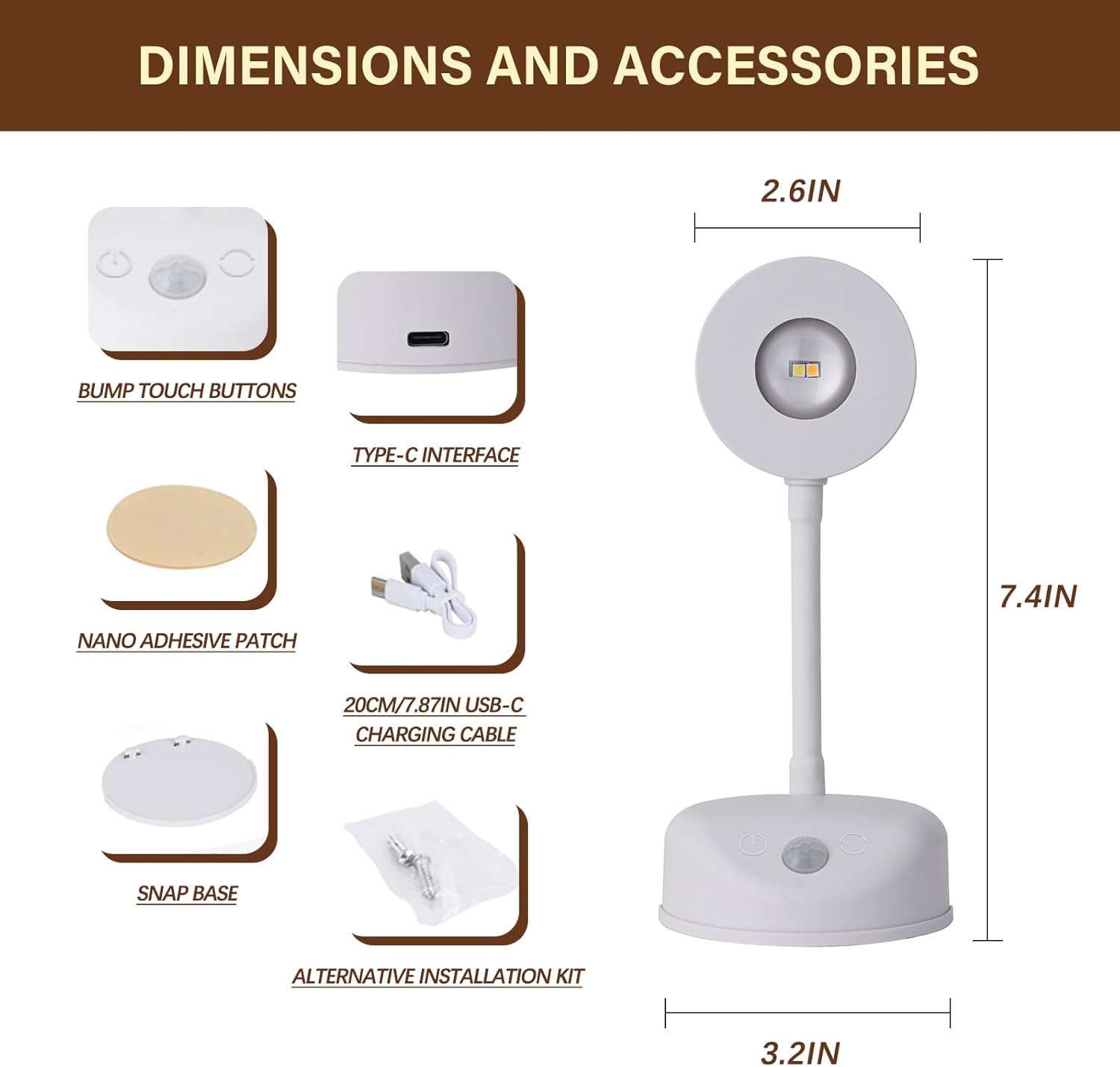Lámpara de pared con sensor de movimiento, foco LED recargable, lámpara de lectura de cabecera con rotación flexible con 3 temperaturas de color