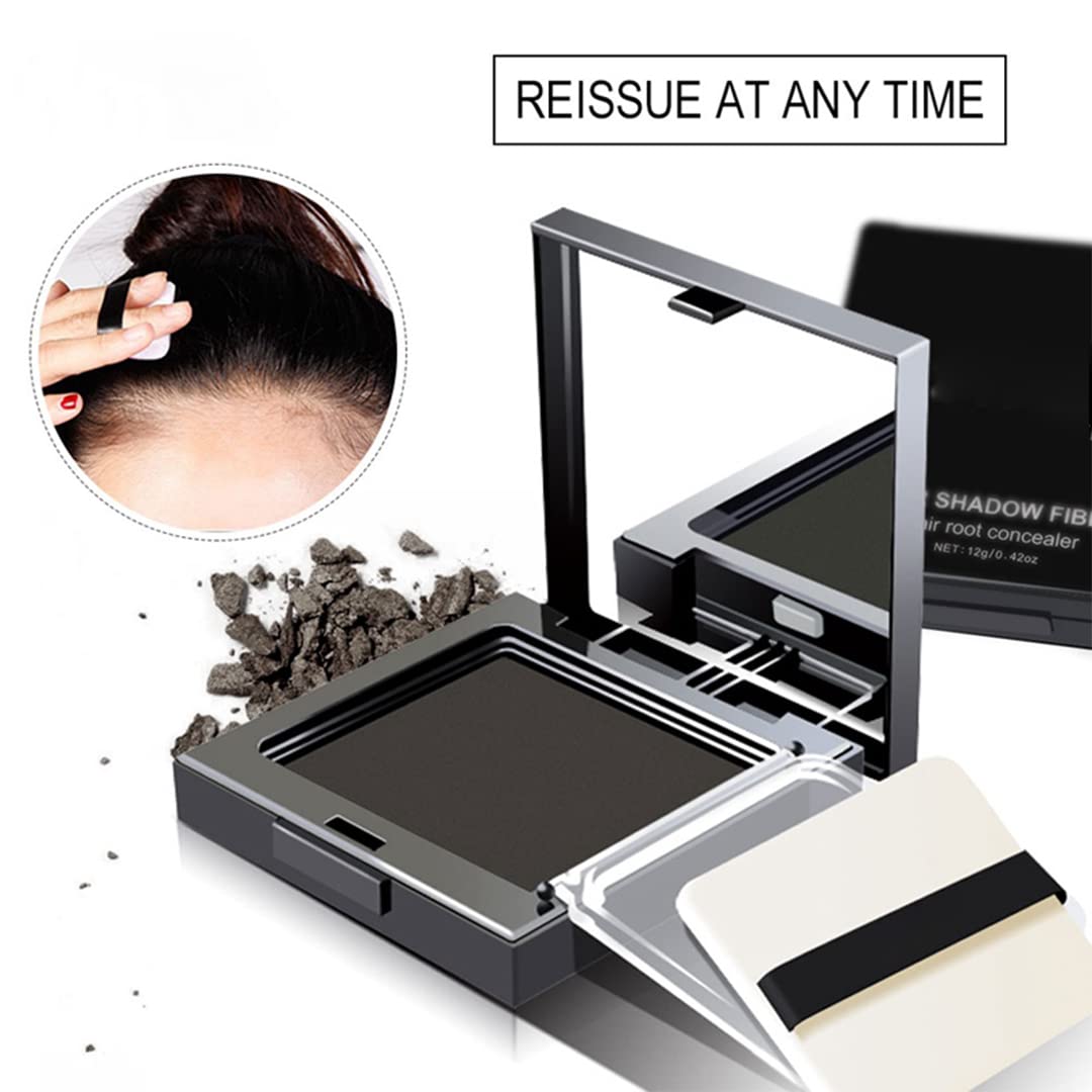 Corrector de raíces de cabello, polvo de línea capilar de sombra de cabello, polvo de retoque de raíz, cubre instantáneamente cabello gris, fibra de