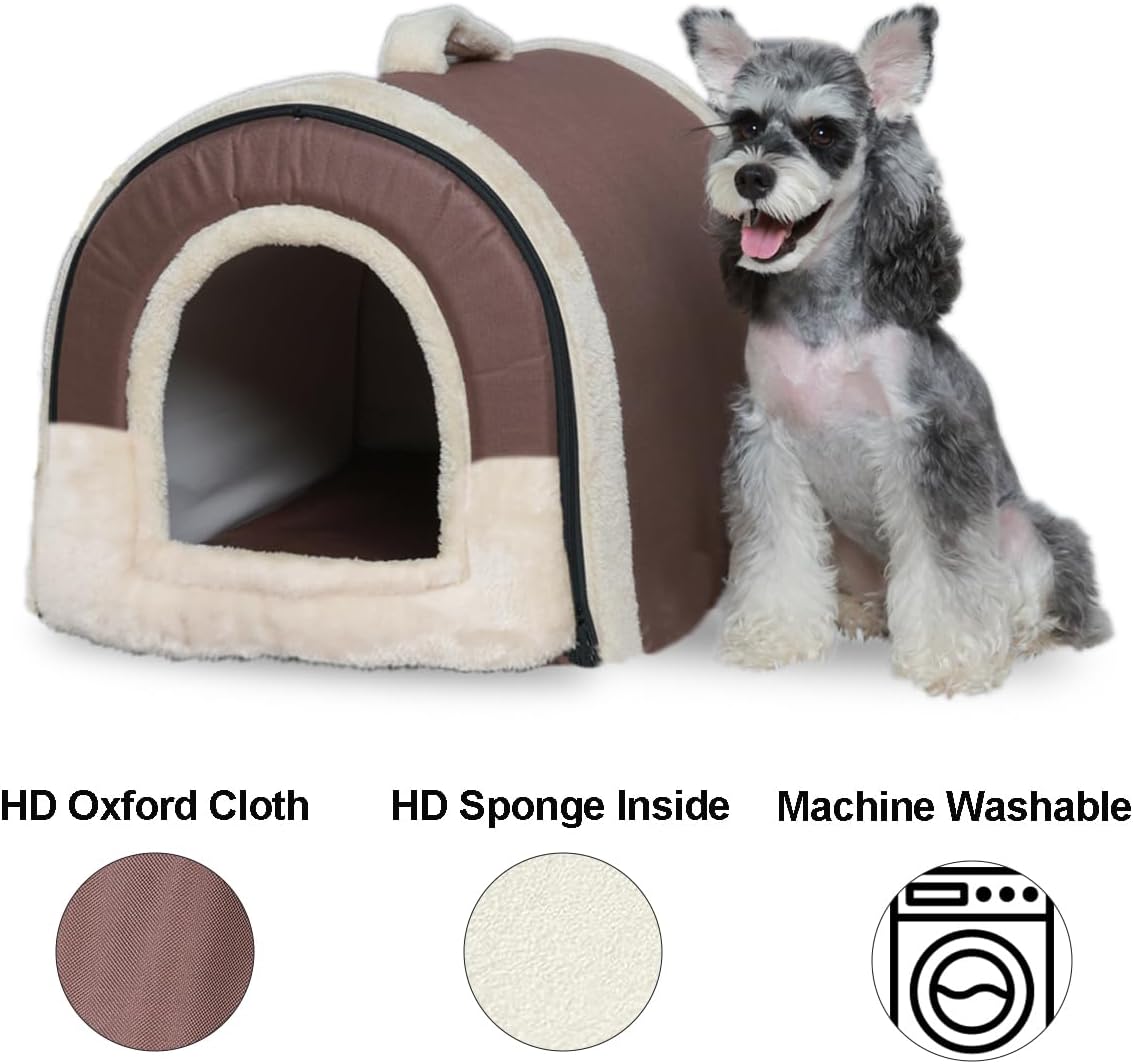 ANPPEX Casa para perros para interiores, cama para perro cubierta lavable 2 en 1, aislada y acogedora cueva de iglú para perro, tamaño L para perros