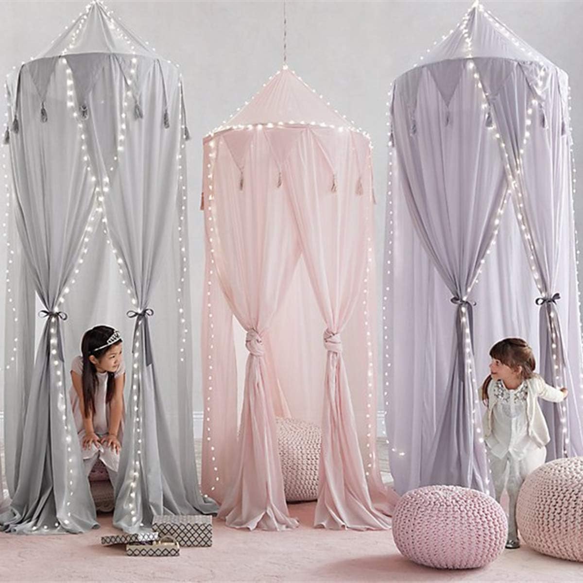 Borje Mosquitera para cama con cúpula redonda, rincón de lectura, tienda de campaña para niños, decoración de habitación para bebé