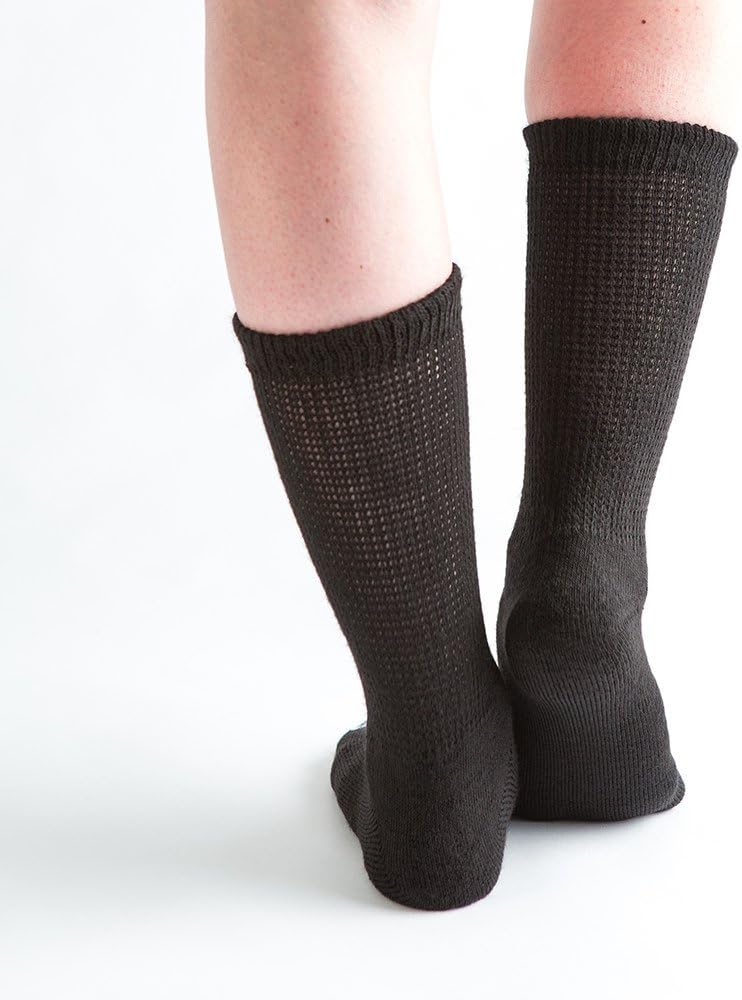 Doc Ortho Calcetines para diabéticos ultra suaves y holgados, 6 pares, cuello redondo