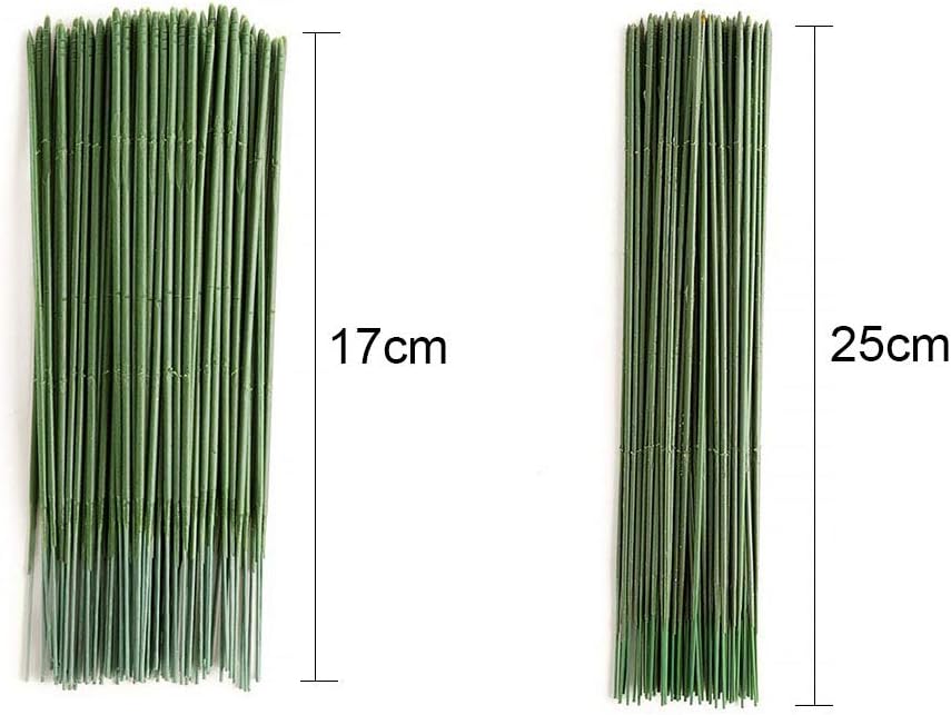 100 piezas de tallo floral de plástico, varilla de flores artificiales, alambre de flores verdes, ideal para la persona de manualidades, 6.7 in y