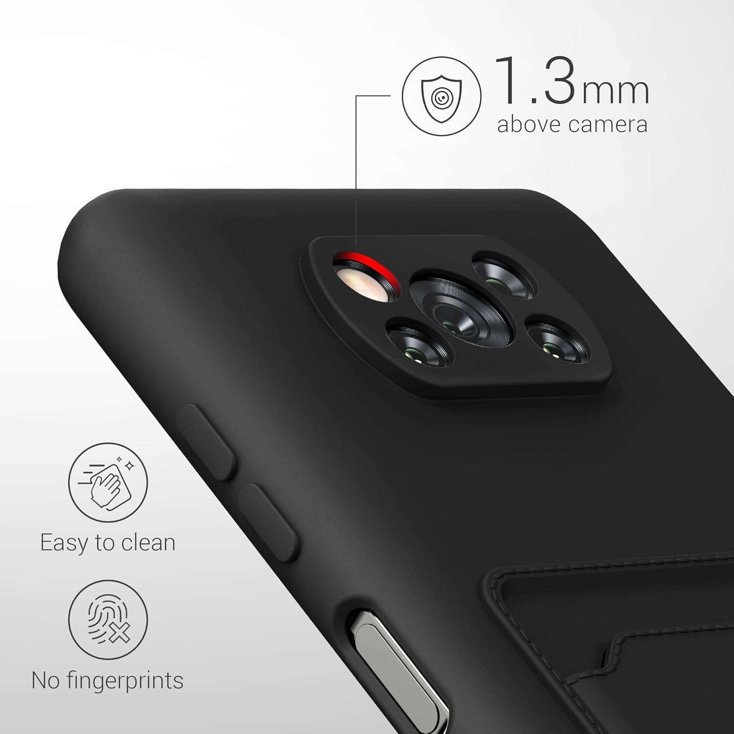 kwmobile Funda compatible con Xiaomi Poco X3 NFCPoco X3 Pro – Funda de TPU con tarjetero de crédito – Negro mate