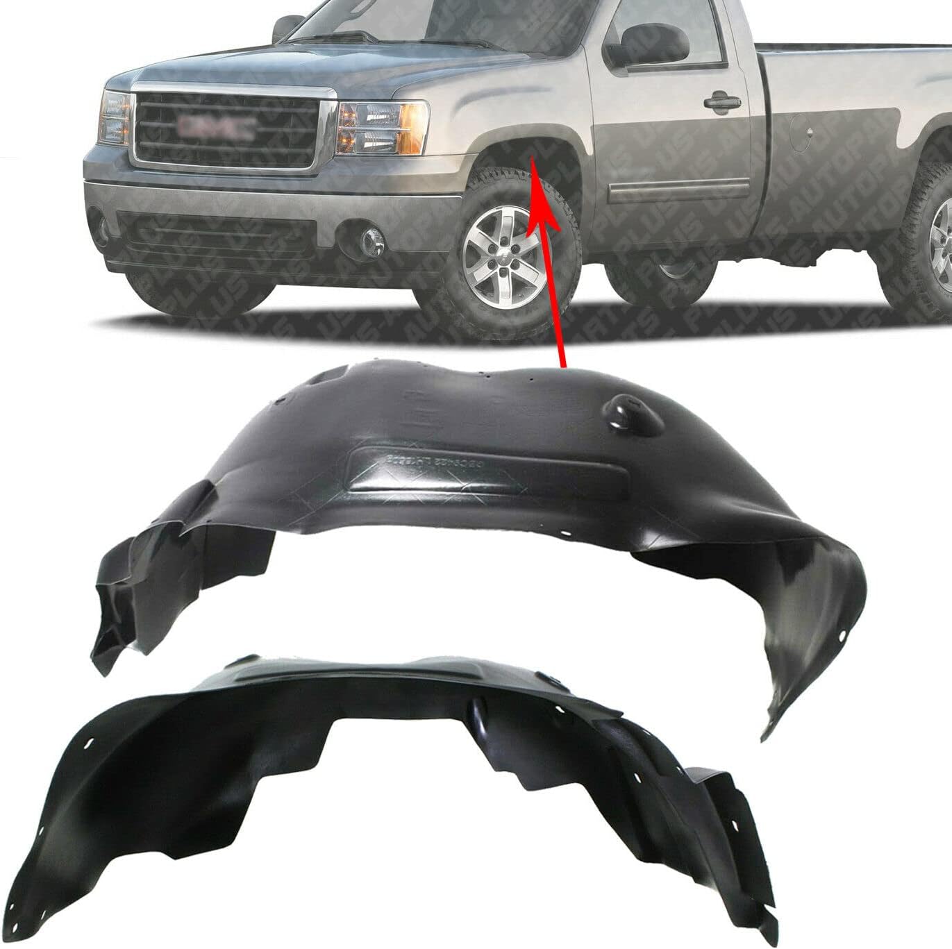 US AUTO PARTS PLUS Nuevo guardabarros delantero izquierdo conductor y lado derecho del pasajero para 2007-2013 GMC Sierra 1500 reemplazo directo