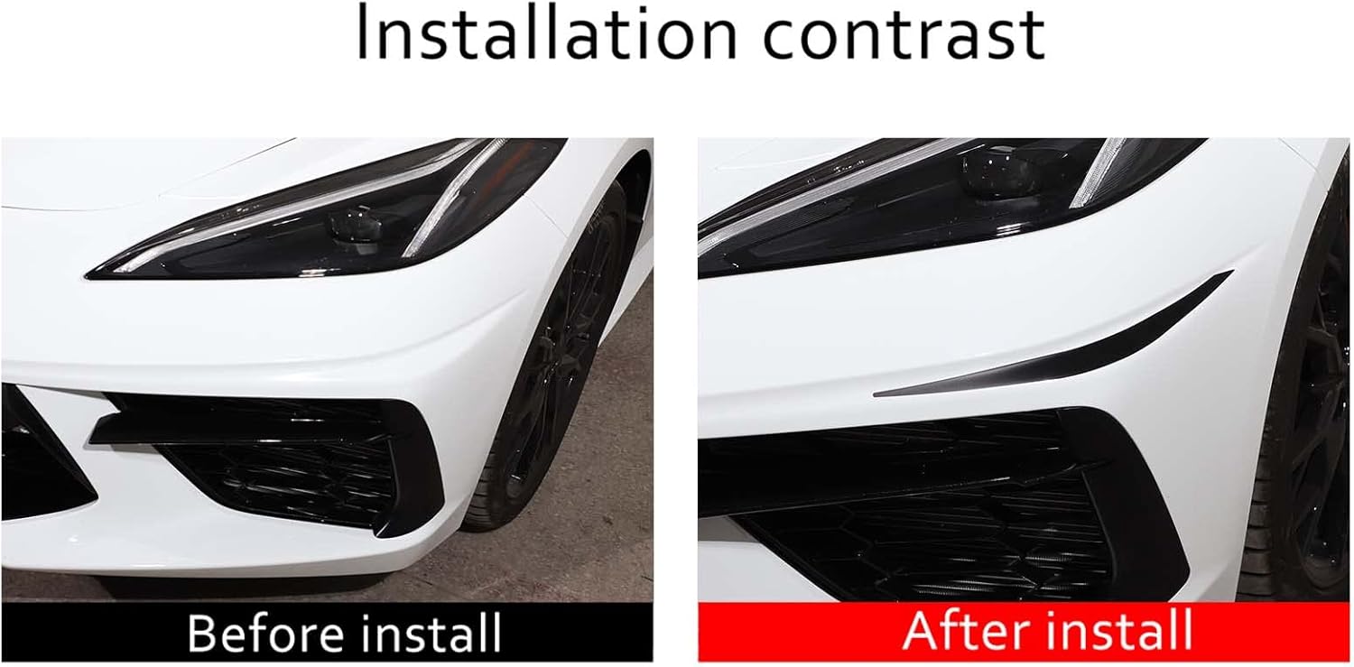 Protector de parachoques de esquina delantera de automóvil, adhesivo anticolisión compatible con Chevrolet Corvette C8 2020-2023, calcomanía de