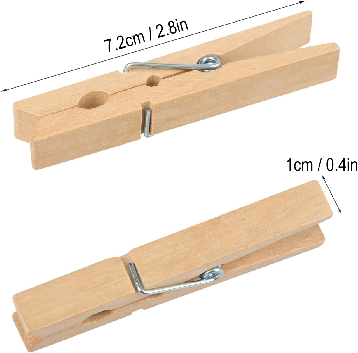 Alfileres de madera para ropa, 400 piezas de 2.83 pulgadas de madera para uso diario, ropa, toallas, manualidades, fotos, pared de arte, por