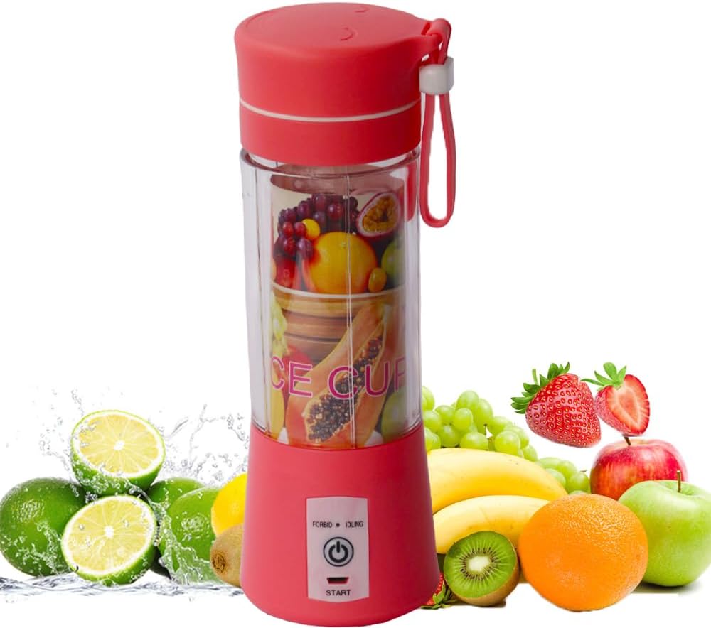 Licuadora portátil y exprimidor de verduras, para viajes, deportes, cocina, 12.8 fl oz con 6 cuchillas, mezclador de alimentos WENPIC para batidos y