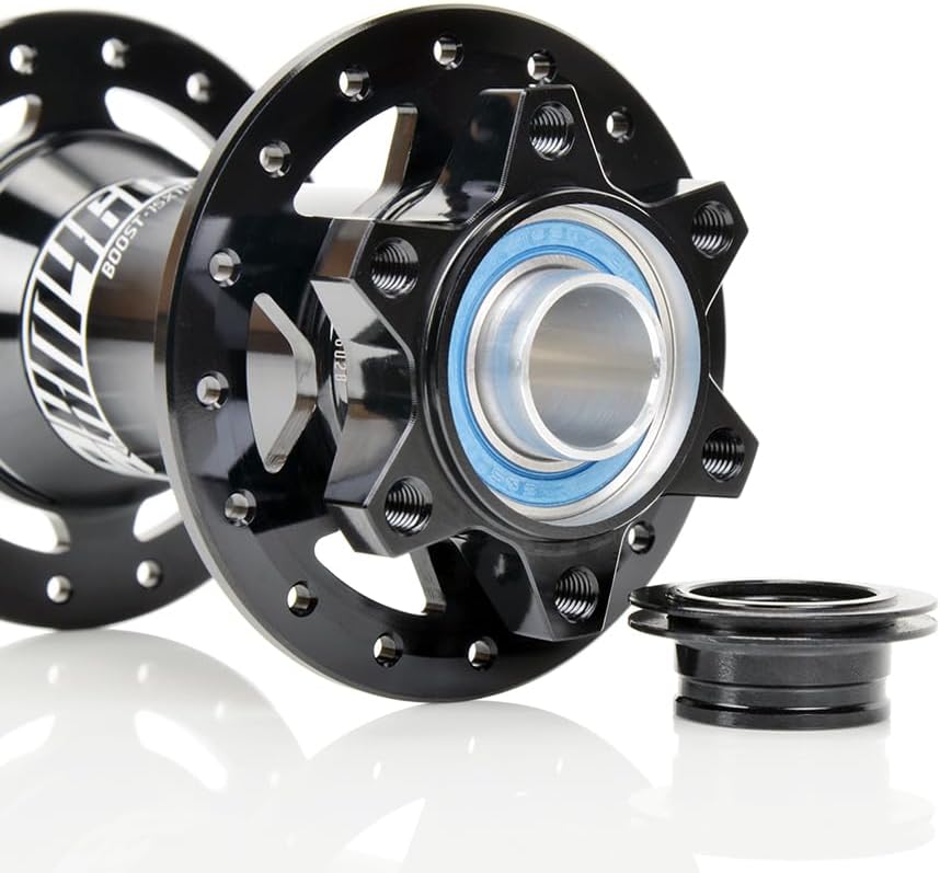 Boost MTB Buje Delantero, 28 Agujeros 28H 6 Pawls 72HD Freno de Disco 30 Acero Cromo Molibdeno Negro, Eje Pasante 0.591×4.331 in, para KOOZER XM460
