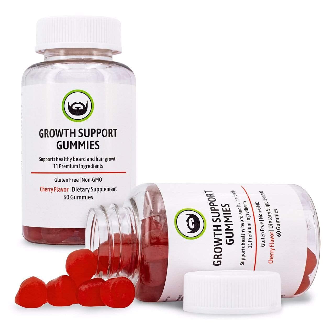 Beard Organics Gomitas de apoyo al crecimiento  Biotina 10,000 mcg, OptiMSM patentado, vitamina E  Suplemento para el crecimiento de la barba para
