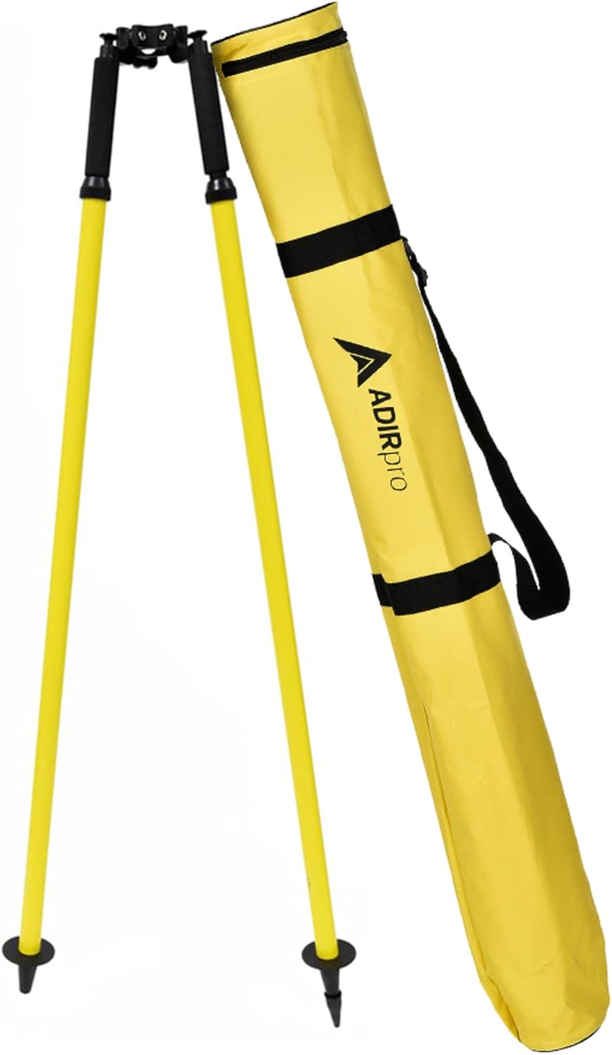 Adir – Bípode de aluminio con cabeza de tornillo de pulgar (amarillo) y barra de aluminio AdirPro GPS Rover (verde)
