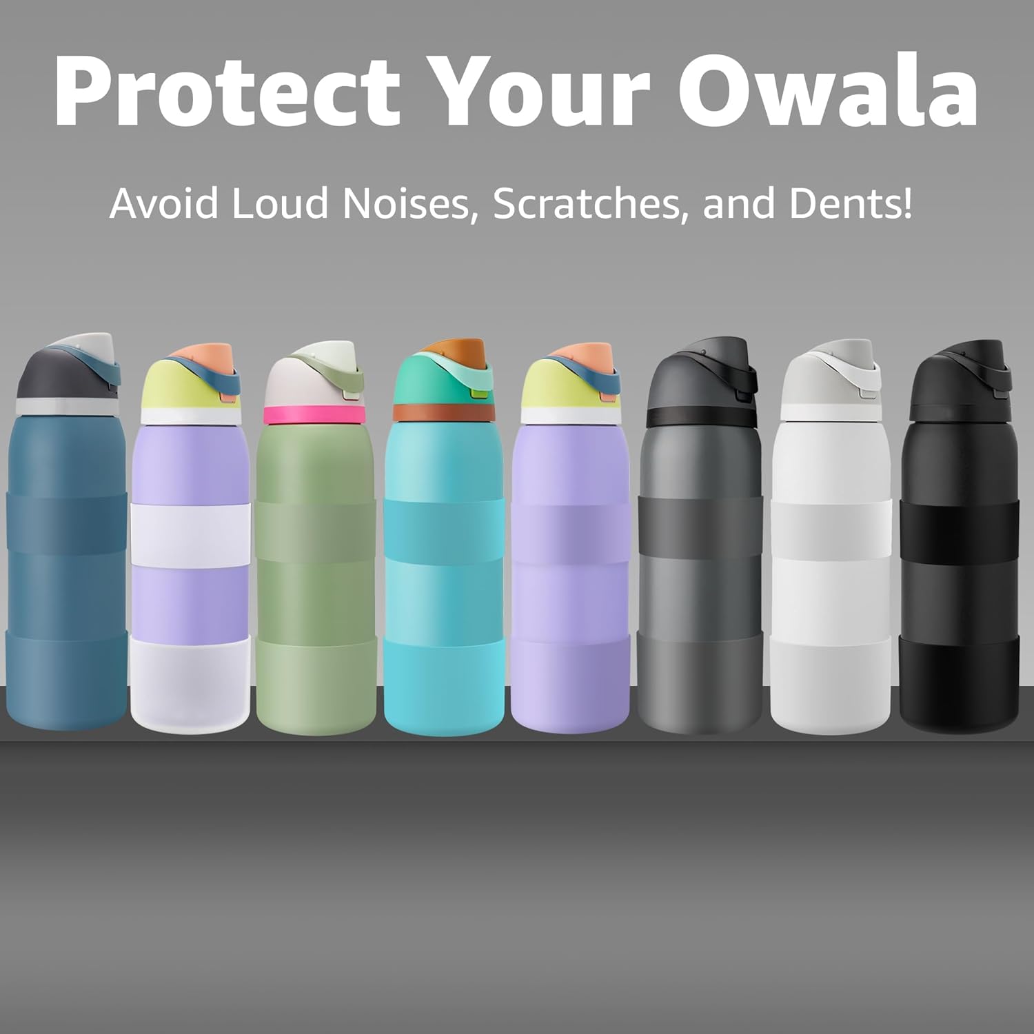 Jmoe USA Funda de silicona para bota + agarre de mano para botella de agua Owala de 40 onzas, sin BPA y goma de silicona de grado alimenticio,