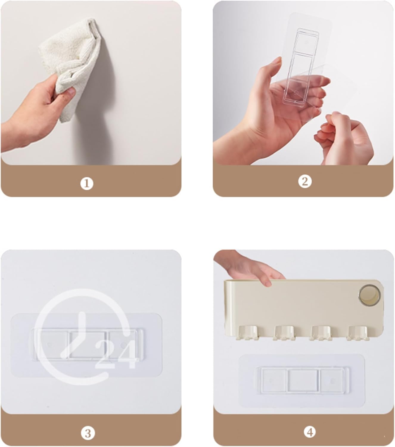 Estante para cepillos de dientes de 4 ranuras, incluye 1 exprimidor de pasta de dientes, 4 tazas de enjuague bucal, soporte multifunción para
