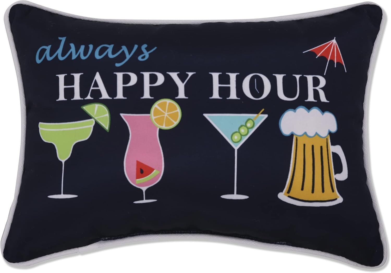 Pillow Perfect Almohada lumbar azul Happy Hour para exterioresinteriores