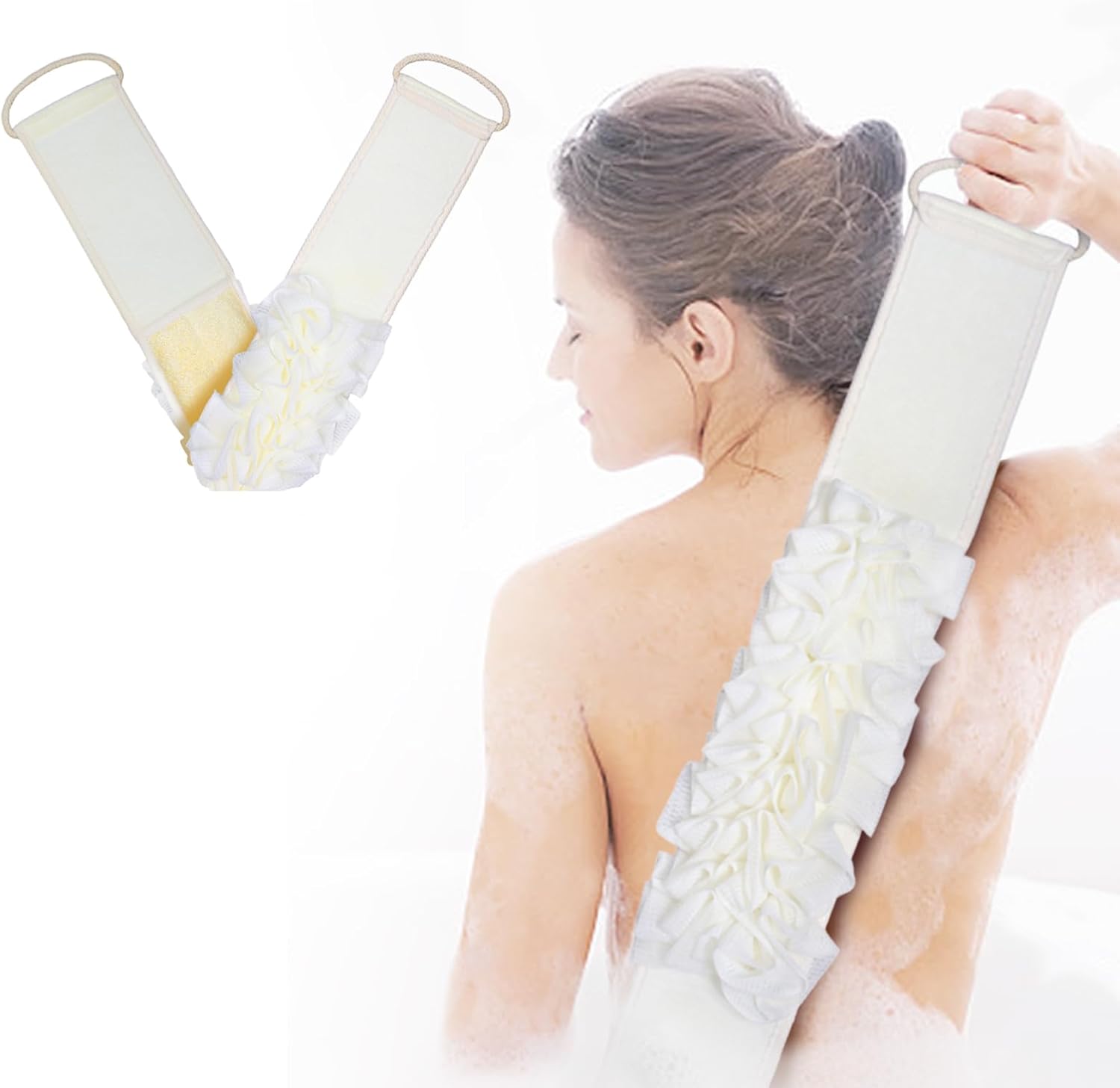 1 exfoliante natural de lufa de doble cara para ducha (grande), almohadillas de esponja de lufa y esponja corporal, limpieza profunda vigoriza tu