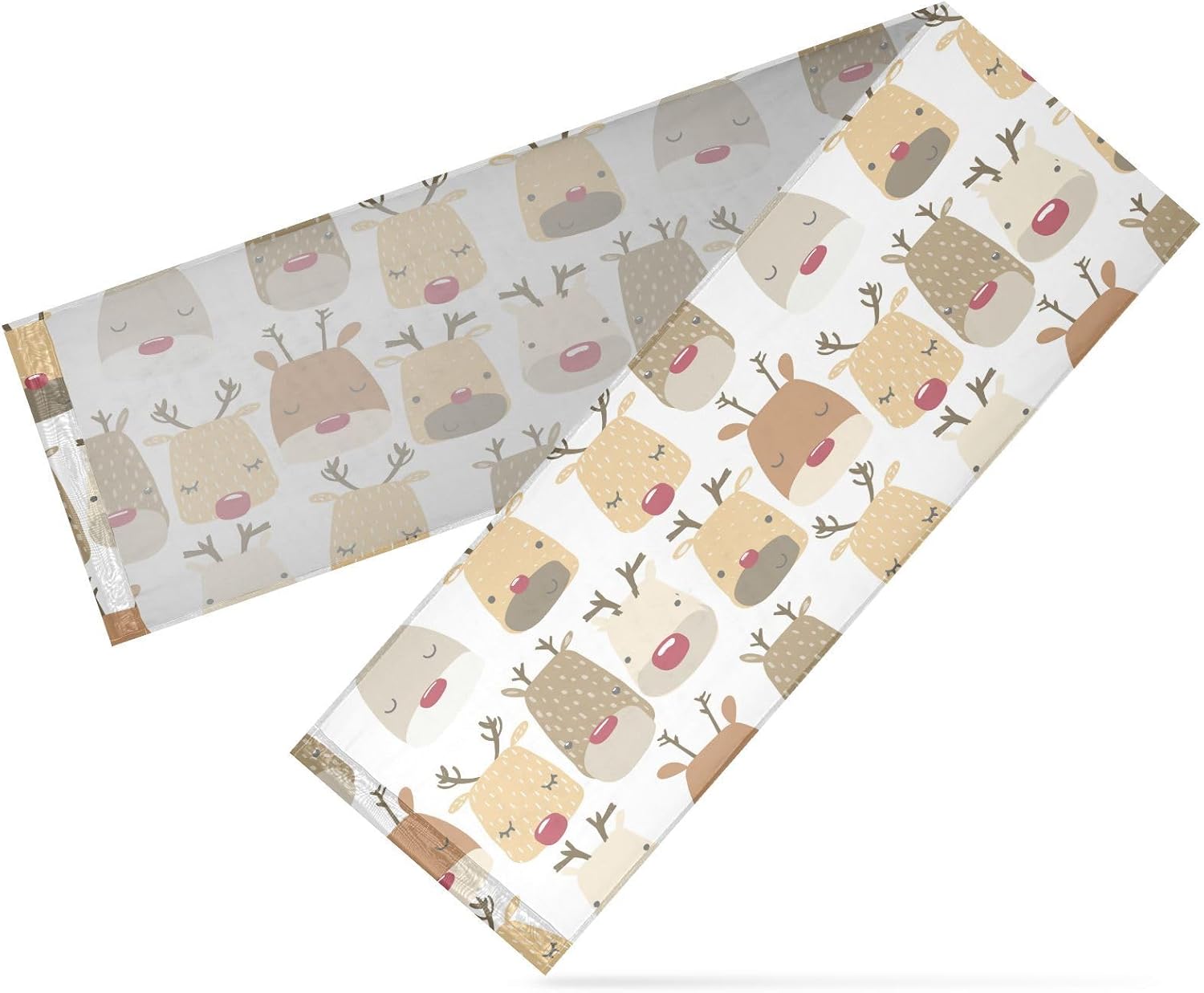 Camino de mesa de cabeza de reno de Navidad, decoración de cocina de otoño para decoración de escritorio, camino de mesa de Navidad de 120 pulgadas
