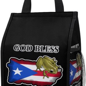 God Bless Puerto Rico – Bolsa de almuerzo aislada plegable, portátil, bolsa de almuerzo para hombres y mujeres God Bless Puerto Rico – Bolsa de almuerzo aislada plegable, portátil, bolsa de almuerzo para hombres y mujeres