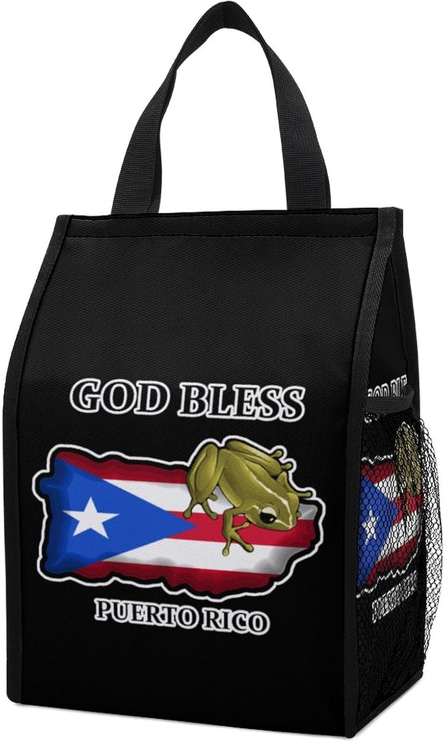 God Bless Puerto Rico – Bolsa de almuerzo aislada plegable, portátil, bolsa de almuerzo para hombres y mujeres