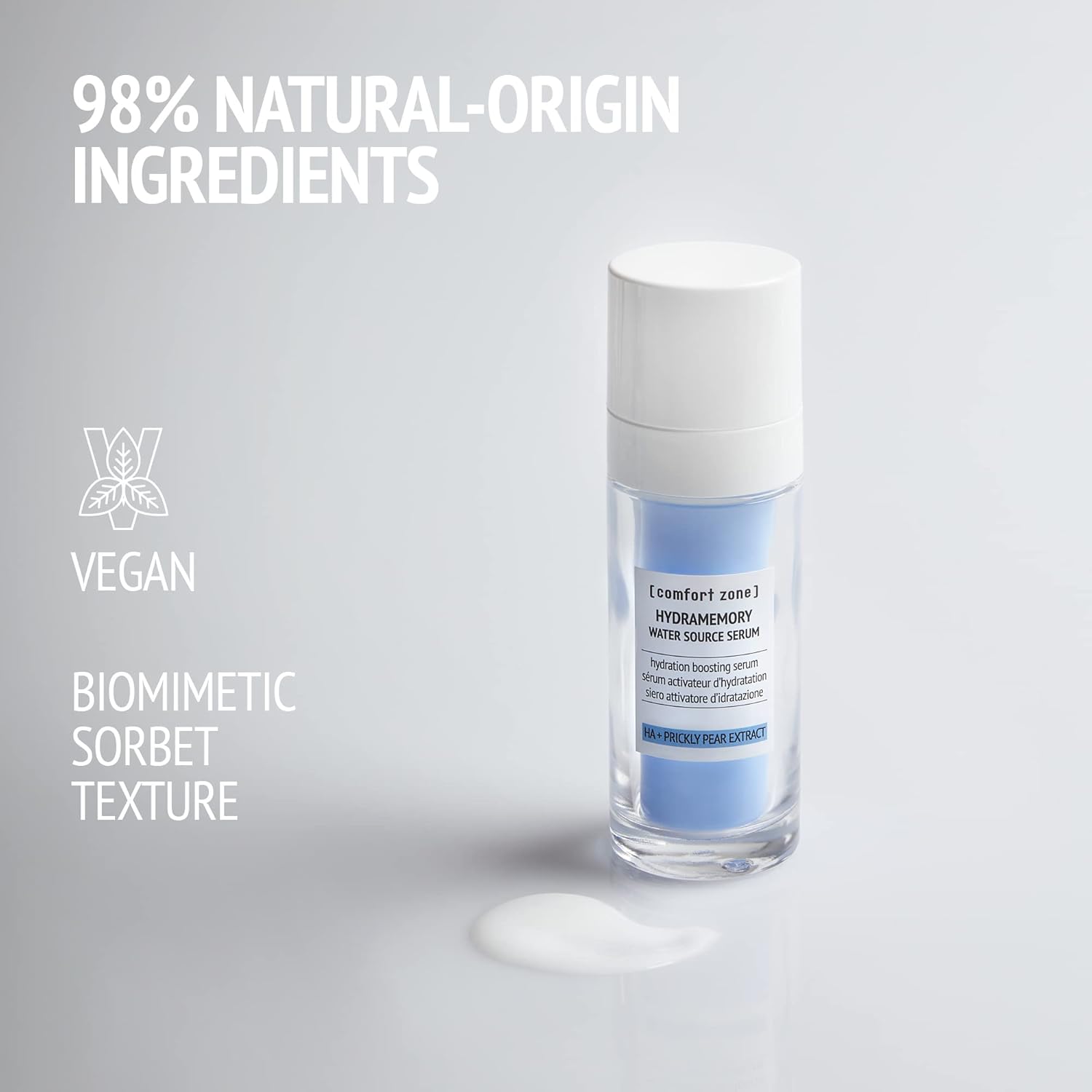 Zona de confort Hydramemory Water Source Serum  Suero hidratante estimulante  Efectos hidratantes inmediatos para piel seca y opaca