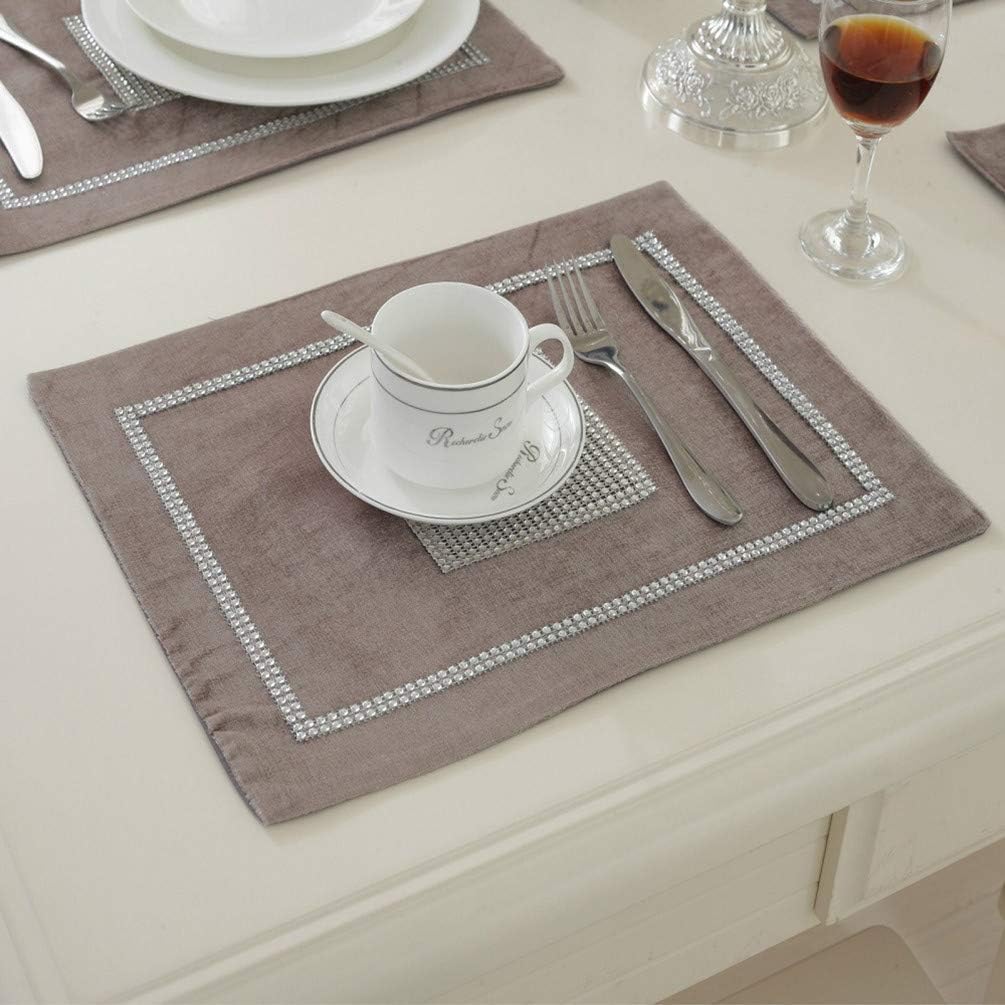 San Tungus Paquete de 4, manteles individuales elegantes de 12 x 16 pulgadas, manteles individuales clásicos y elegantes con lentejuelas y diamantes