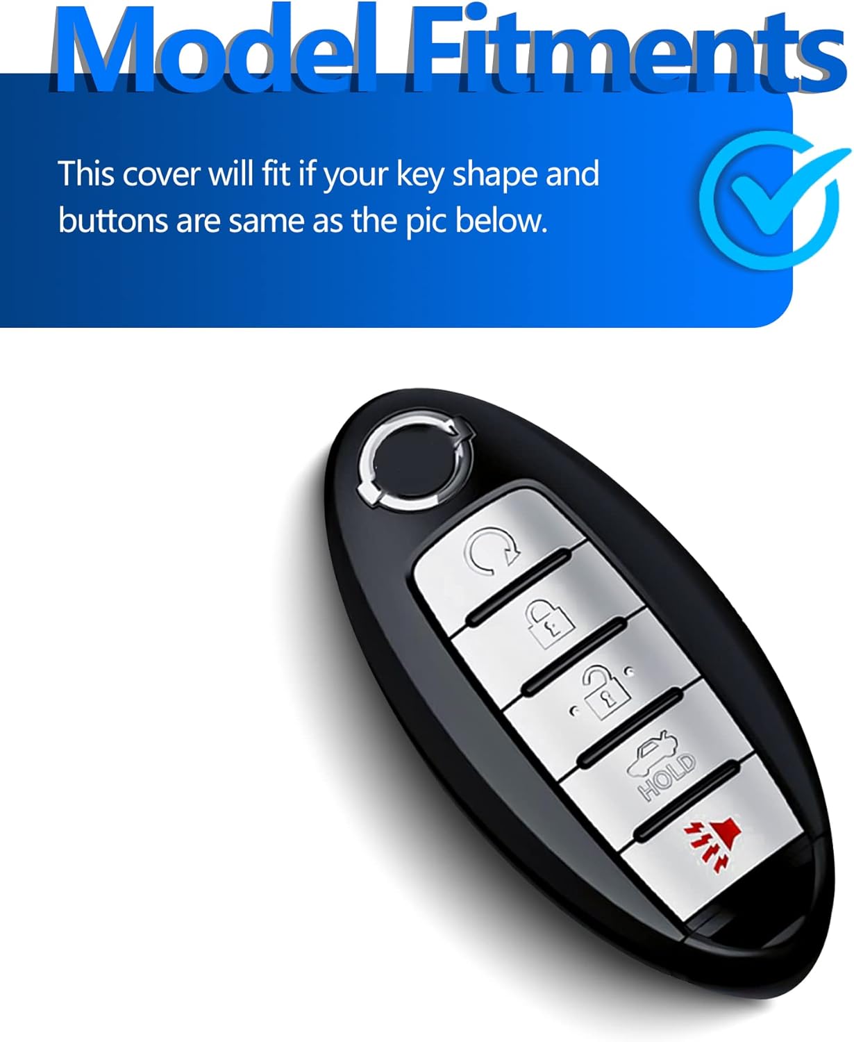 Funda para llave de coche para Nissan con llavero compatible con Nissan Altima Maxima Murano Rogue Sentra 370z Pathfinder (5-negro)