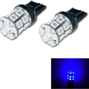 PA 2 bombillas LED 20SMD T20 7443 azul auto LED de 12 V para señal de giro lateral marcador de parada luz trasera (7440 7440A 7440NA 7440 7440 PA 2 bombillas LED 20SMD T20 7443 azul auto LED de 12 V para señal de giro lateral marcador de parada luz trasera (7440 7440A 7440NA 7440 7440