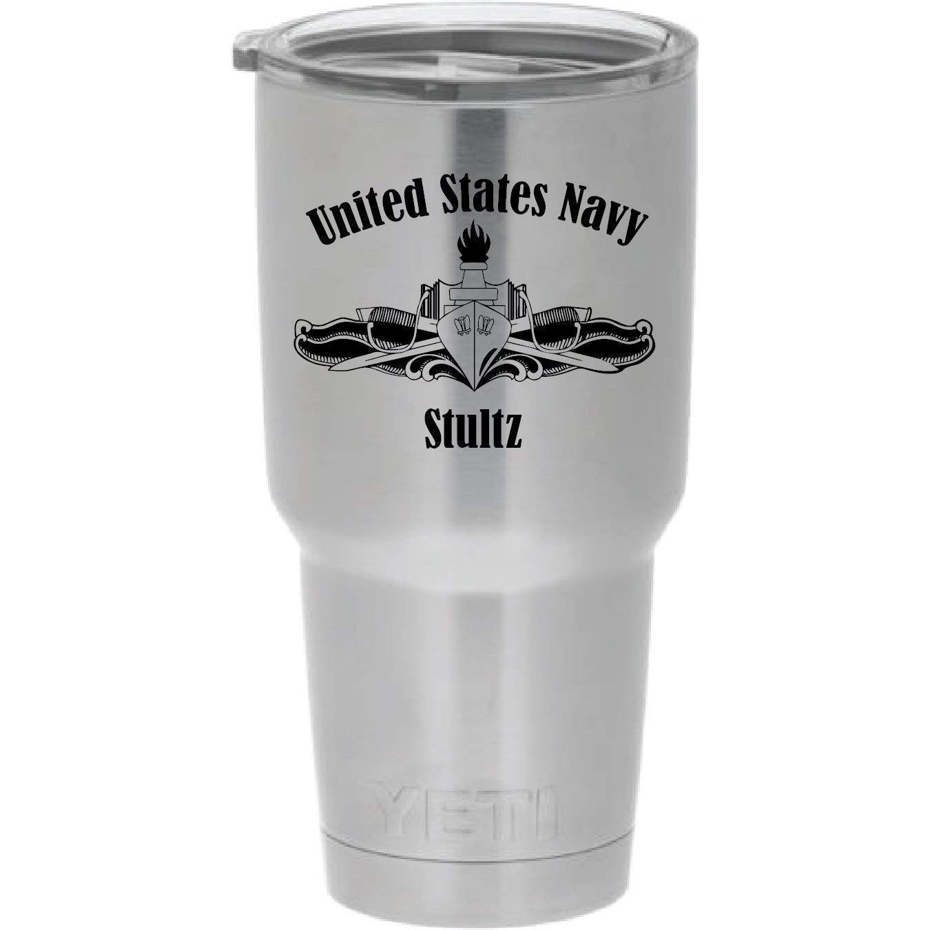 US Navy Surface Warfare Design, Laser Engraved Yeti Stainless Steel Tumbler With Your Choice Of NEW DuraCoat Colors – NOT A STICKER!!
