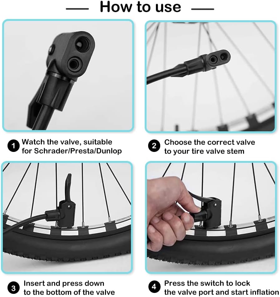 Hycline Bomba portátil para bicicleta de piso bomba de neumáticos de bicicleta – Bombas de aire de alta presión de 150160 PSI con válvula Presta y