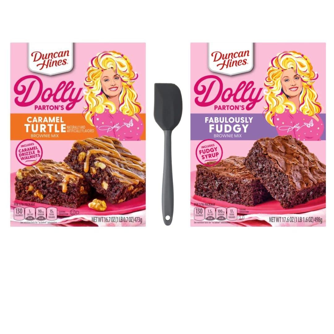 Duncan Hines Dolly Parton’s Caramel Turtle and Fabulously Fudgy Brownie Mix Bundle, incluye una (1) mezcla de brownie con sabor a tortuga caramelo