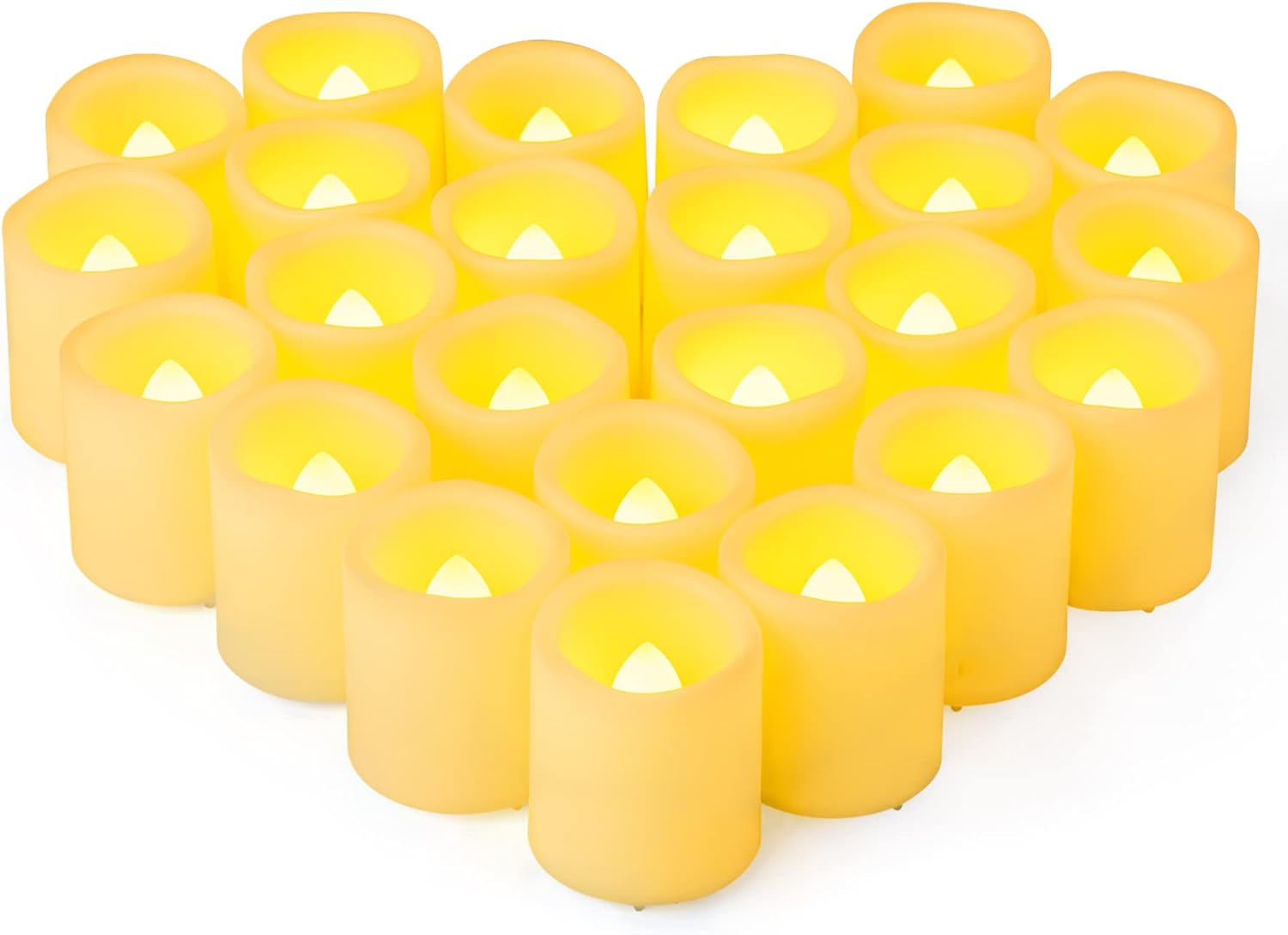 Paquete de 24 velas votivas LED parpadeantes de 1.5 x 1.8 pulgadas, sin llama, funcionan con pilas, encendidas más de 200 horas, velas votivas LED