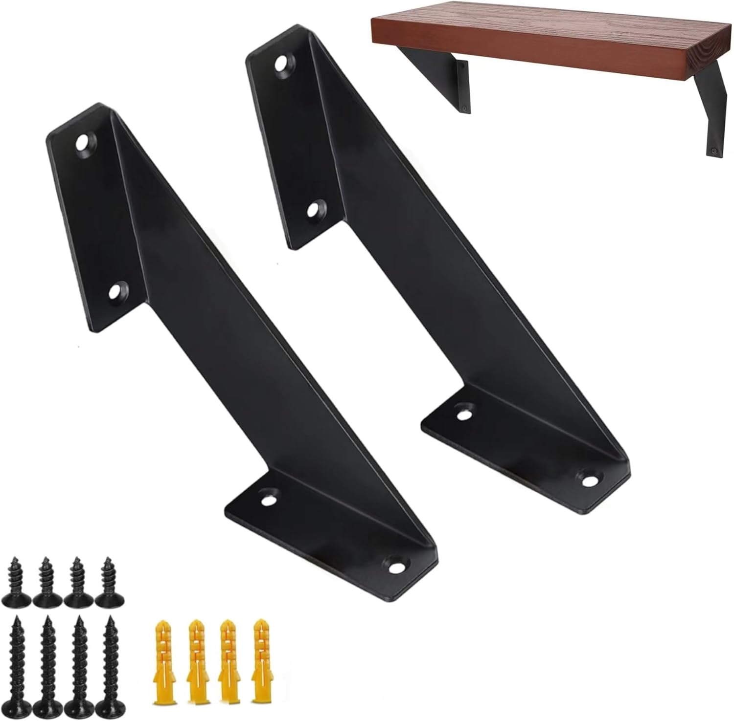 Paquete de 2 soportes angulares resistentes de 8 pulgadas para estantes flotantes  Soportes de pared elegantes y decorativos  Incluye tornillos y