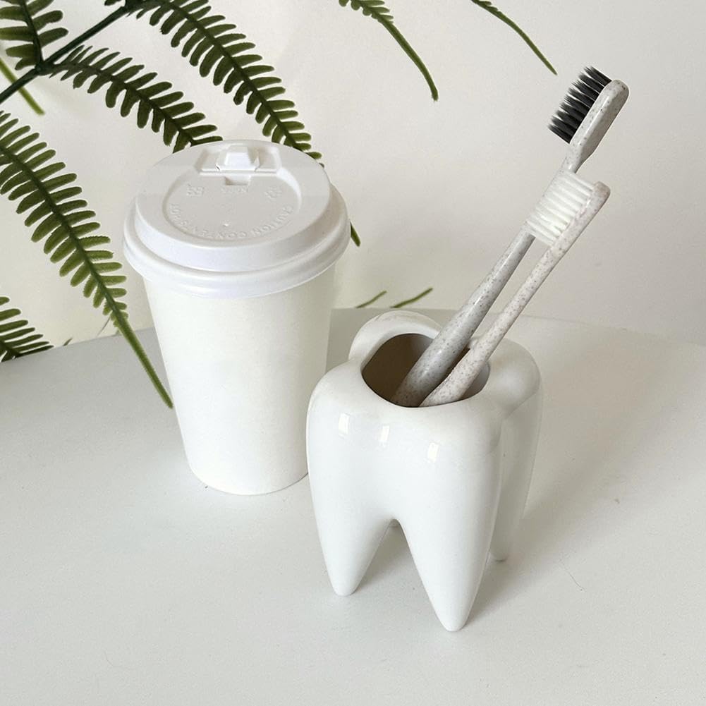 Portalápices de cerámica, soporte para lápices en forma de diente, divertido soporte de cerámica con forma de diente, accesorios de escritorio para