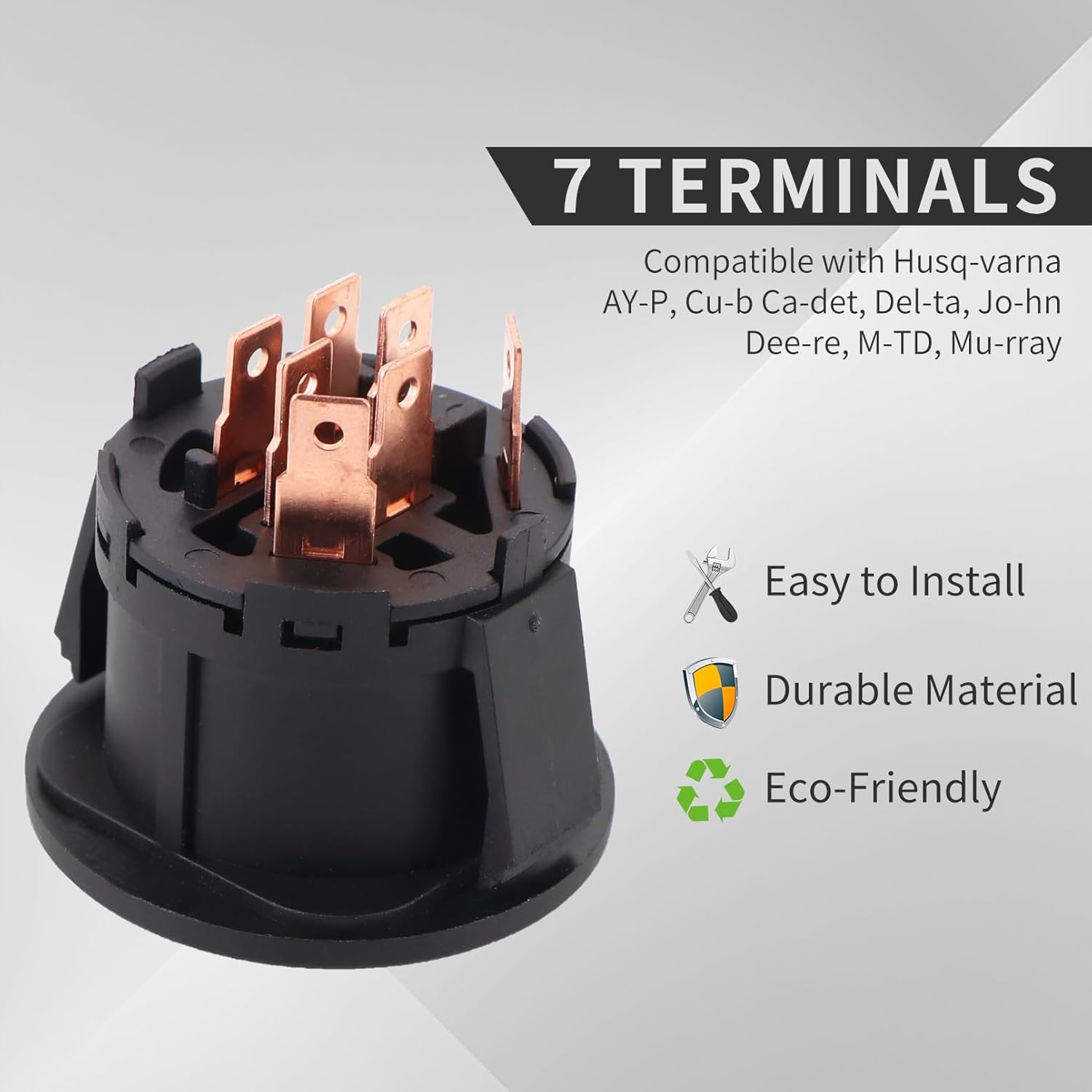 Interruptor de encendido con llave 7 terminales de repuesto para John Deere L100 L105 L107 L108 L110 L111 L118 L120 L130 125 135 145 155c 190c G110,