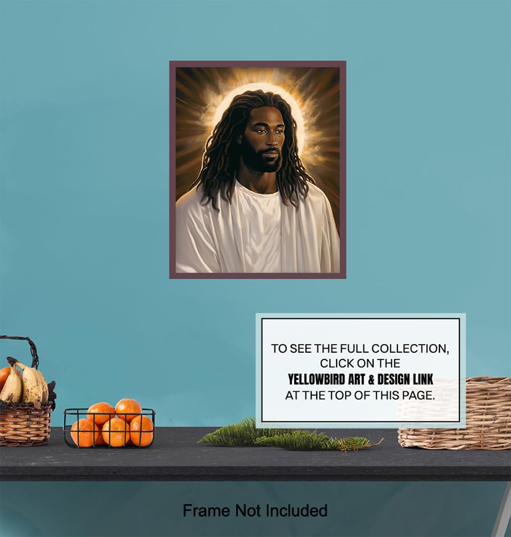 Jesus Wall Decor for Black Men – Christian Wall Art Jesus Poster for Women – Bible Verse Black Art Man cave Decor – masculine Religious Wall Art –