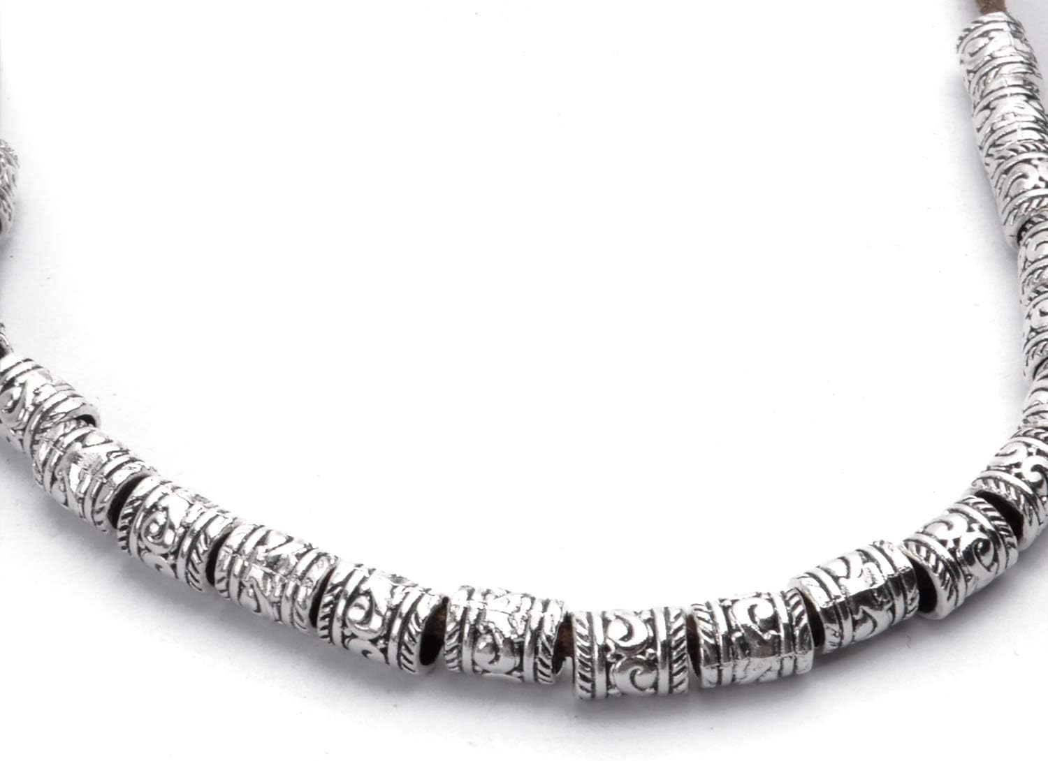 BronaGrand 100 cuentas espaciadoras de plata antigua, cuentas de agujero grande, cuentas de tubo hueco para pulseras y collares de bricolaje