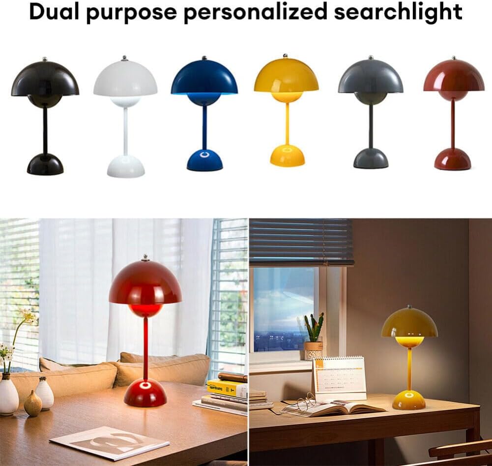 Lámpara de escritorio inalámbrica Flower-Bud LED Touch USB Dimming Mesa Dormitorio Luz de noche tipo C (amarillo)