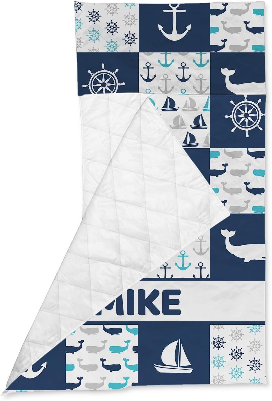 Tapete personalizado para siesta con nombre, sacos de dormir de vela y ancla para niños, colchón de cama personalizado para niños, bolsas de dormir