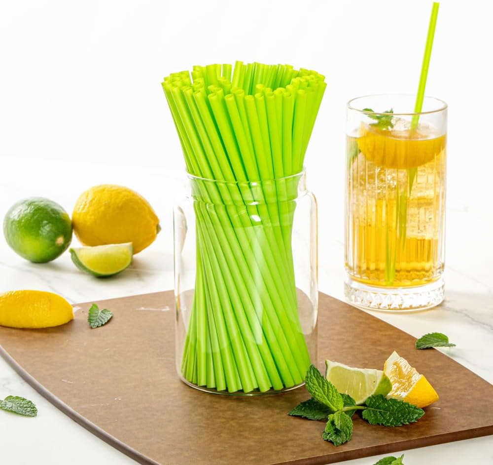 Restaurantware Basic Nature – Pajitas desechables de 8.3 pulgadas, 100 pajitas sostenibles, resistentes que no alteran los sabores, pajitas verdes