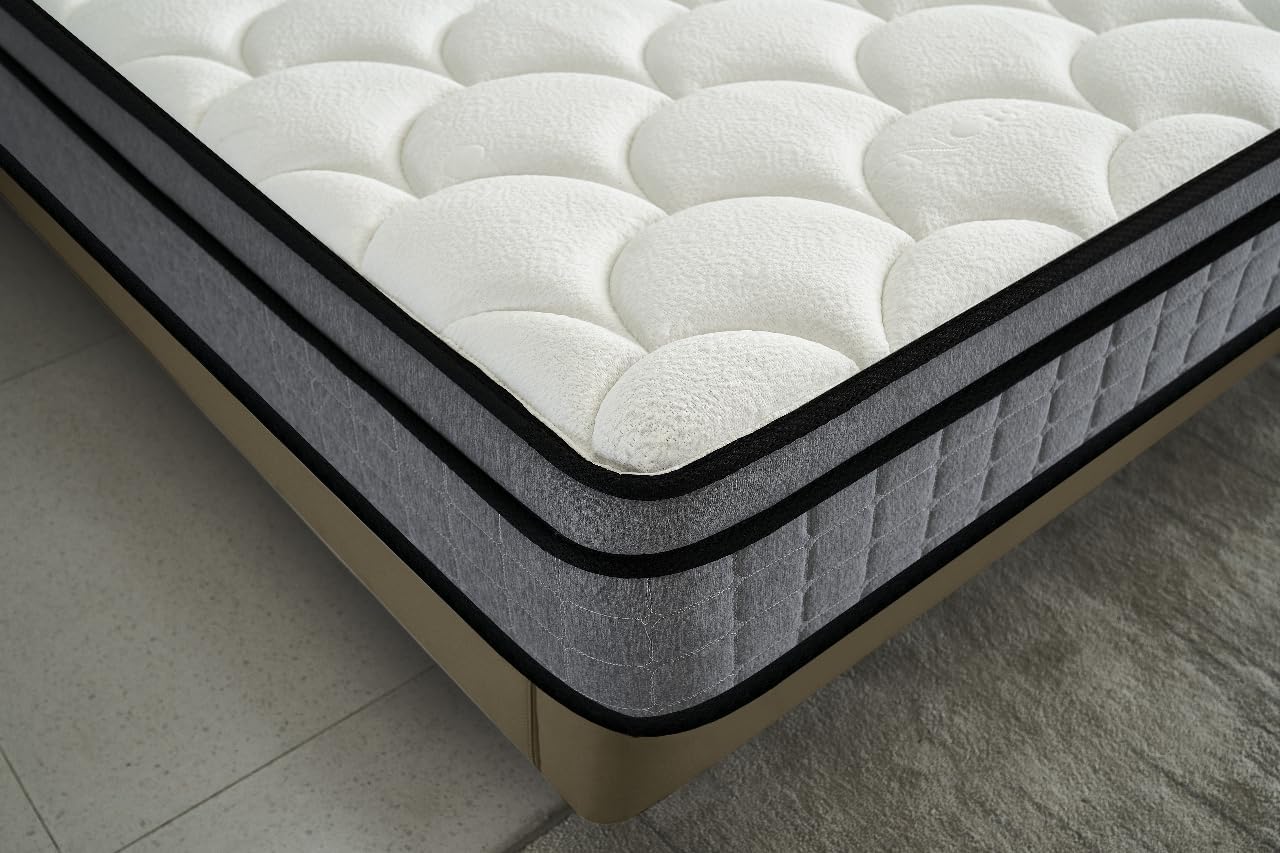 Container Furniture Direct Colchón híbrido tamaño Queen de 12 pulgadas en una caja, cojín de cama con espuma viscoelástica con infusión de gel,